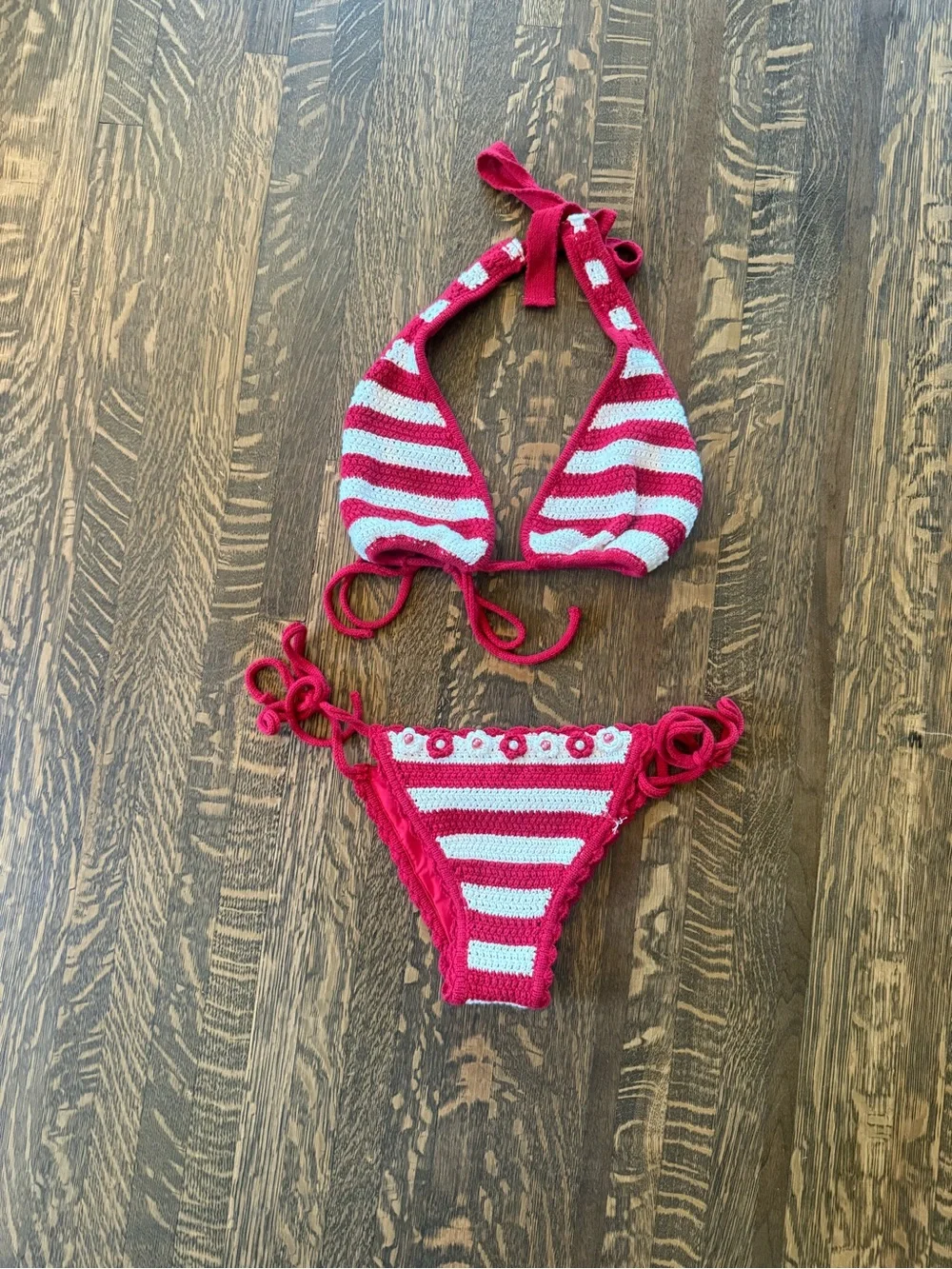 Frankie’s Bikinis Crochet Bikini Set- size small